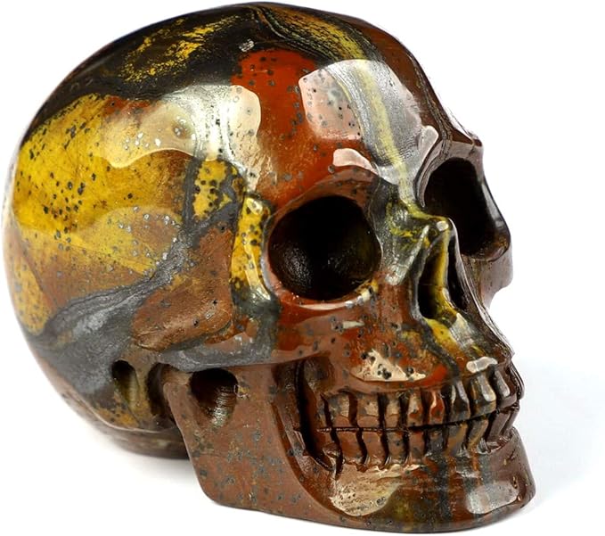 08 厘米彩色老虎铁眼水晶骷髅,手工雕刻宝石精美艺术雕塑,**石雕像.