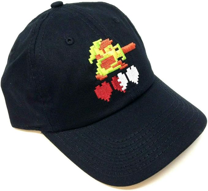 青年任天堂传奇塞尔达链接像素化的心形曲线帽子 黑色