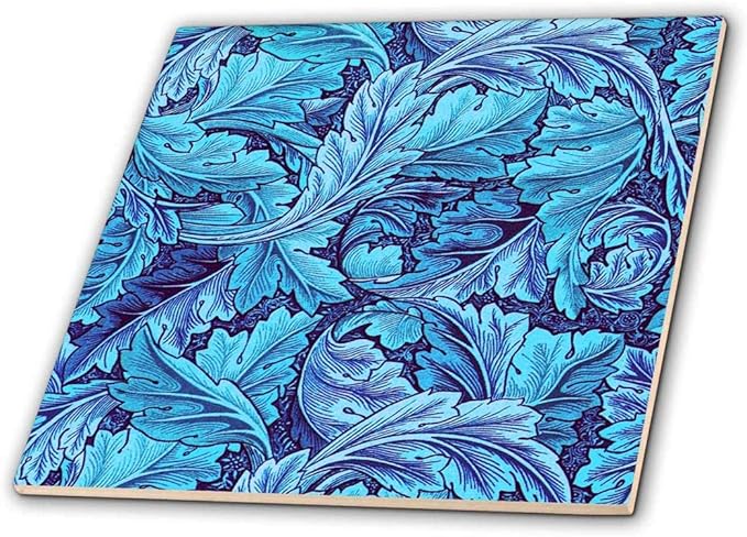 3drose beautiful william morris acanthus leaf pattern in blue