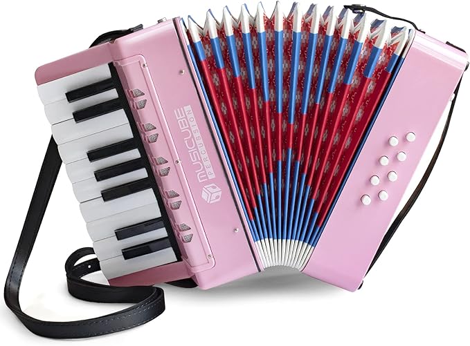 musicube手风琴乐器儿童专业17个钥匙8个低音手风琴带适用于初学者