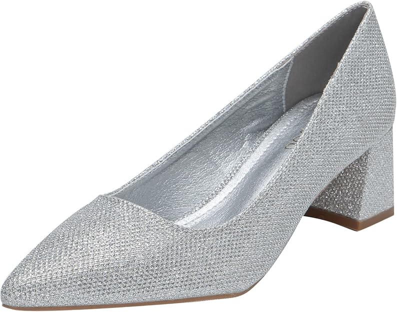 youngshow 女式金色高跟鞋尖头小猫鞋跟女式高跟鞋一脚蹬礼服鞋,适合