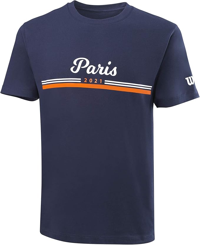 wilson 男士 t 恤,paris 2021 tech t 恤,涤纶/棉,*(亚马逊)/白色