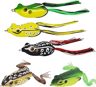madbite 3/5 只装青蛙钓鱼诱饵套件,空心身体青蛙,踢腿青蛙,螺旋桨腿