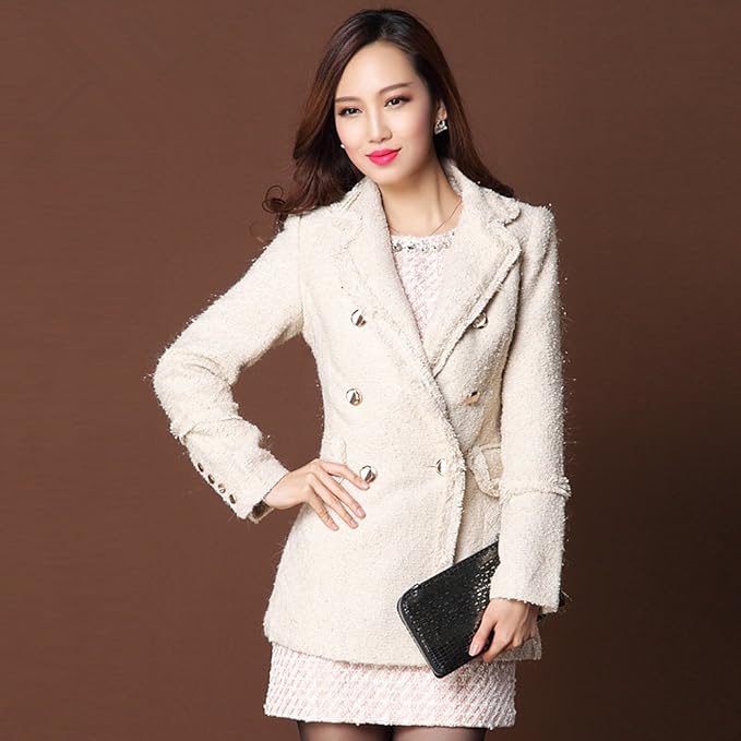 Cherry Vivi 绮丽薇薇毛呢外套呢大衣女中长款外套秋冬13韩版新款修身米杏色xl Cherry Vivi 服饰箱包 亚马逊中国