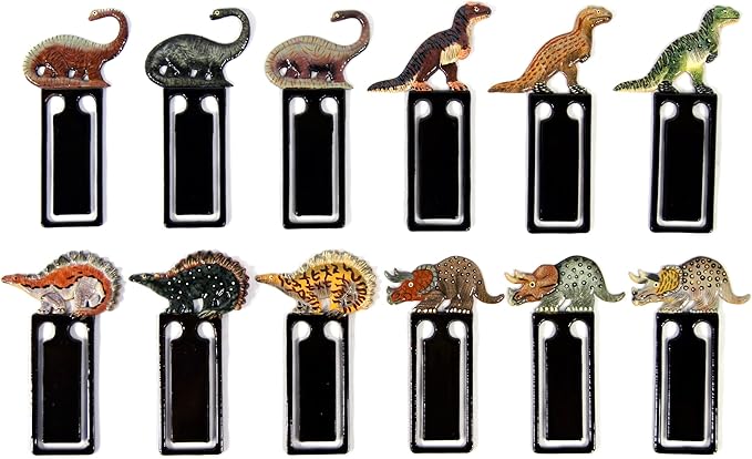 批发包装 手绘恐龙 apatosaurus 雷克斯三角龙 剑龙 书签(12 件套)