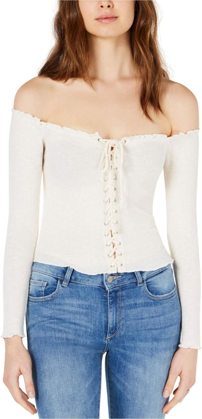 project 28 女式系带露肩衬衫 象牙色 medium 【project 28】 服饰