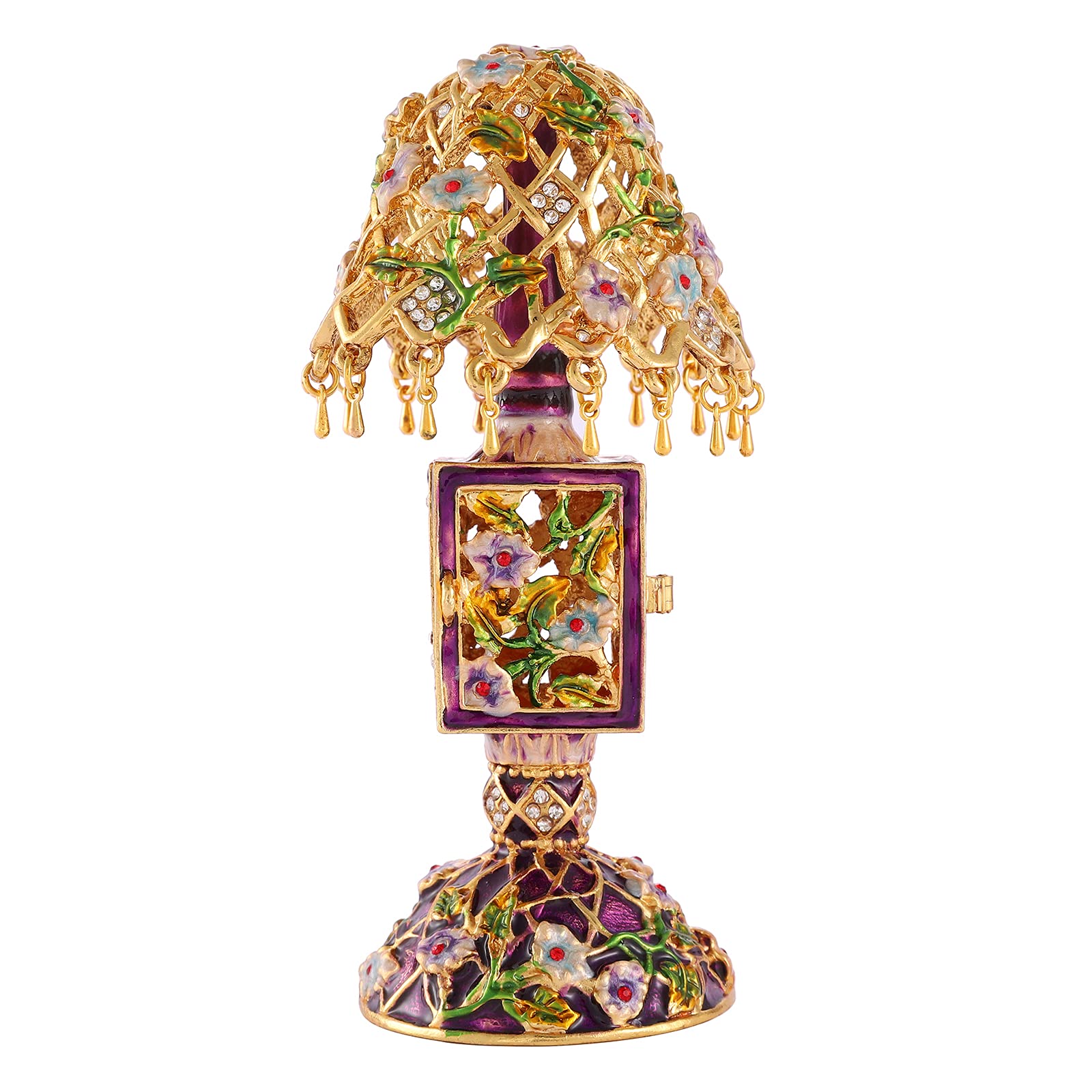 FASSLINO Vintage Table Lamp Jewelry Jewelry Box with Hinge Classic Hand-Painted Jewelry Home Decor Craft Gifts (Purple)