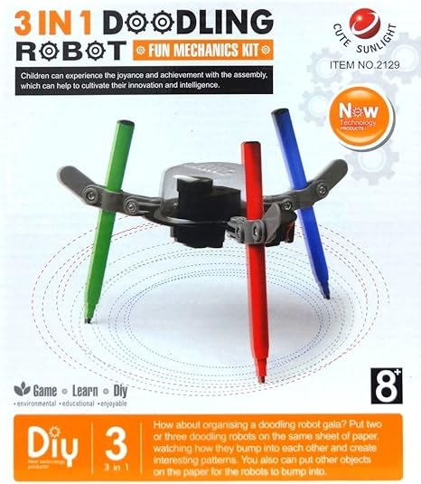 Apexjoy 3 合1 涂鸦机器人diy 套装儿童环保科学教育绘画玩具 玩具 亚马逊中国