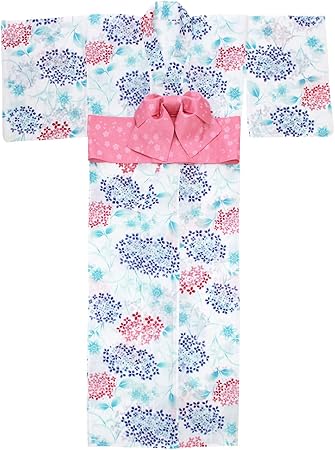 Merry Night 棉 女士浴衣2件套 浴衣 制作带 闪耀 紫阳花纹 金银线白色身高约158 168厘米ec 2 亚马逊中国 家居