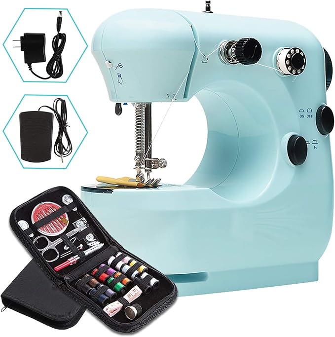 缝纫机,便携式缝纫机,电动缝纫机,可调节 2 档速度修复机,带脚踏板