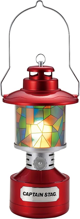 Captain Stag 鹿牌野营提灯双灯led提灯带彩绘玻璃风格贴纸红色uk 4032 亚马逊中国 运动户外休闲