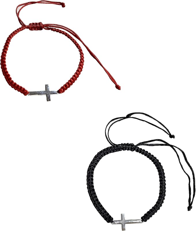 十字架可调节尼龙手链女式十字绳 基督教手工编织手链 男女适用