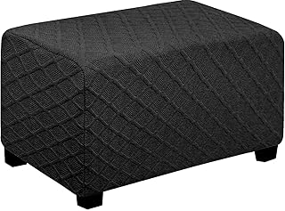 ottoman 枕套,长方形鹅颈保护套,适用于脚凳,氨纶弹力菱形面料(黑色