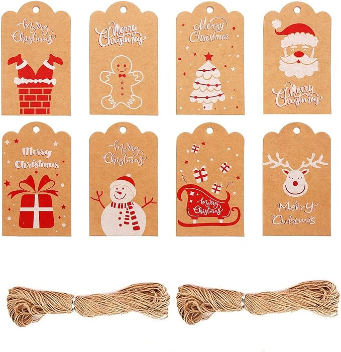 牛皮纸圣诞标签 悬挂标签 圣诞树雪花驯鹿设计 圣诞礼物 礼品 diy