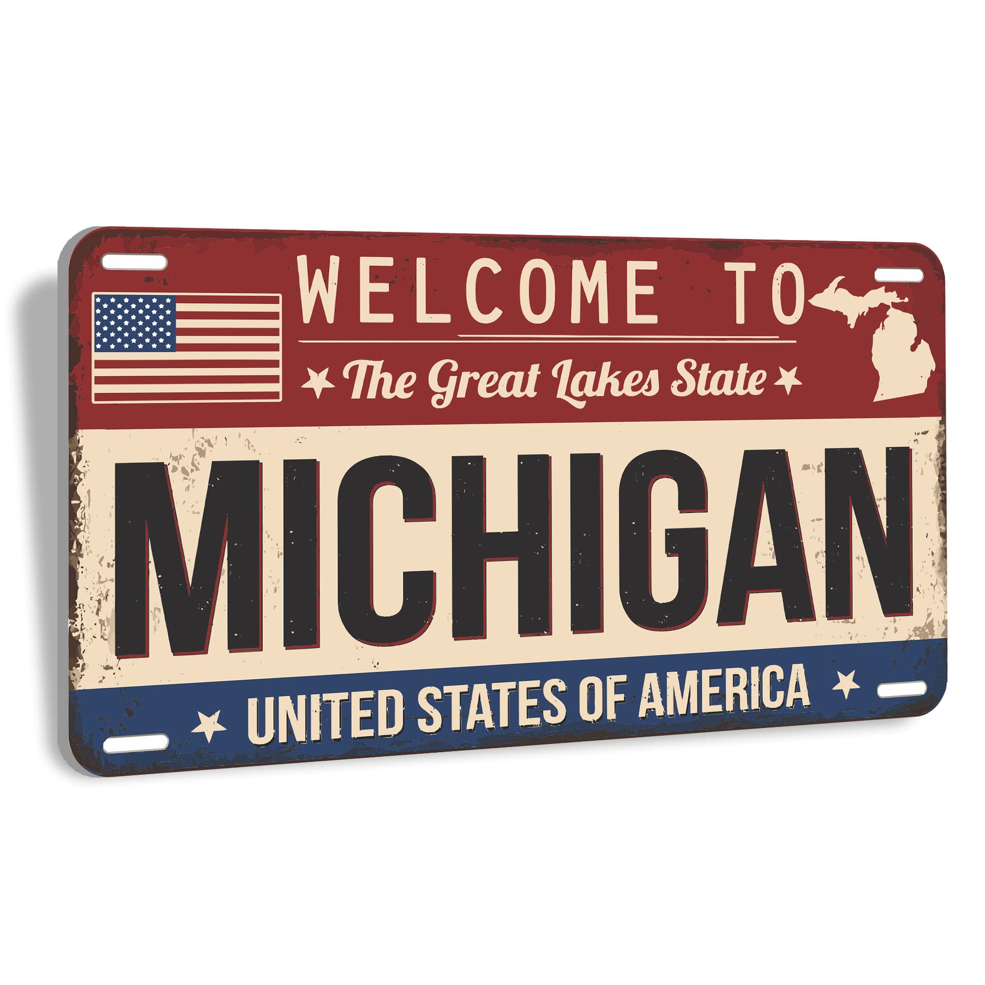HK Studio Logo Decorated Retro Welcome to Michigan poster 4.9cm x 4.9cm - Retro Retro decorated garage, separate room, male private space, teen girls and boys bedroom, bar, bar - Room aesthetic retro 