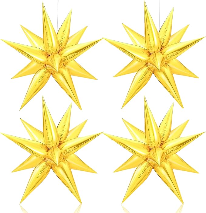 大, 50 件金色星星气球 - 66 英寸,金色星爆气球 | 金箔星气球 | 爆炸