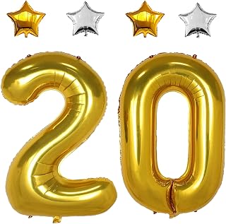 40 英寸,巨型铝箔聚酯薄膜 20 岁生日气球装饰品,大号氦气数字 20