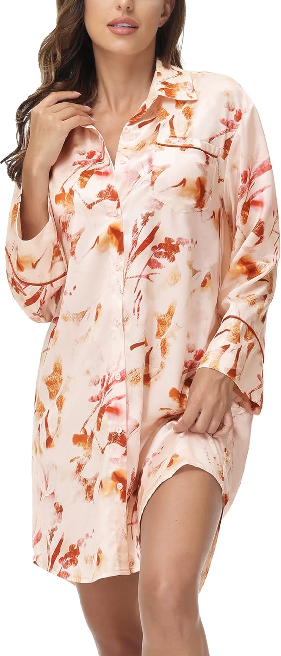 女式浴袍长袖系扣花缎和服睡袍带腰带,适合婚礼