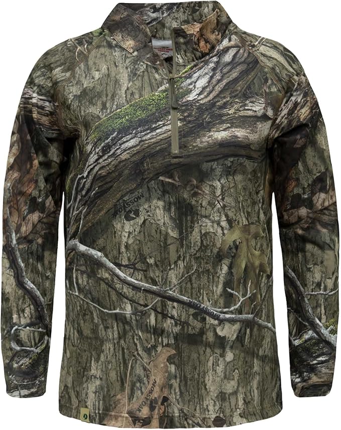 mossy oak 女式衬衫,狩猎服四分之一拉链
