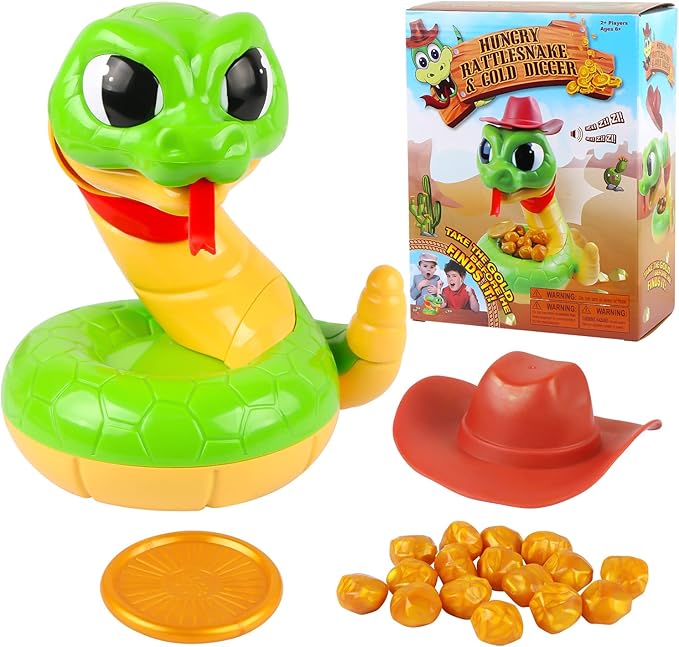 jessipako 电动响尾蛇游戏玩具,恐怖减压蛇玩具,饥饿响尾蛇金挖掘游戏