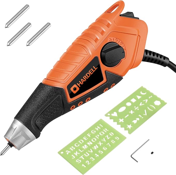 hardell 15w 雕刻机,5 速蚀刻电动工具,配有软橡胶手柄和碳化钨钢钻头