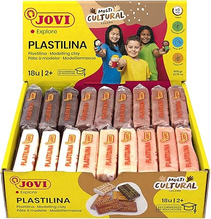 Jovi Plastilin 易塑型模型黏土适合2 岁以上的儿童使用18 根杆每根50 克多元文化颜色 亚马逊中国 玩具