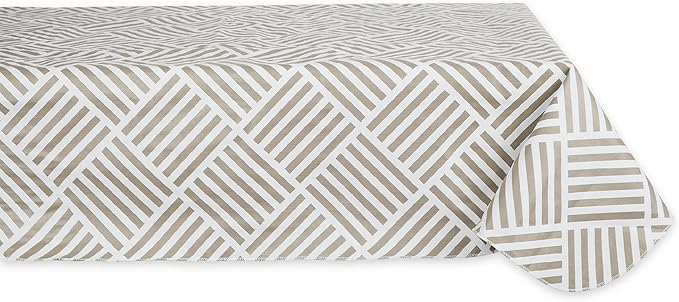 dii 室内/室外乙烯基桌面系列网格图案,法兰绒背衬桌布,长方形,60x84