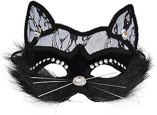 avmbc 猫化妆舞会面具威尼斯化妆舞会面具豪华性感黑猫蕾丝面具适用于