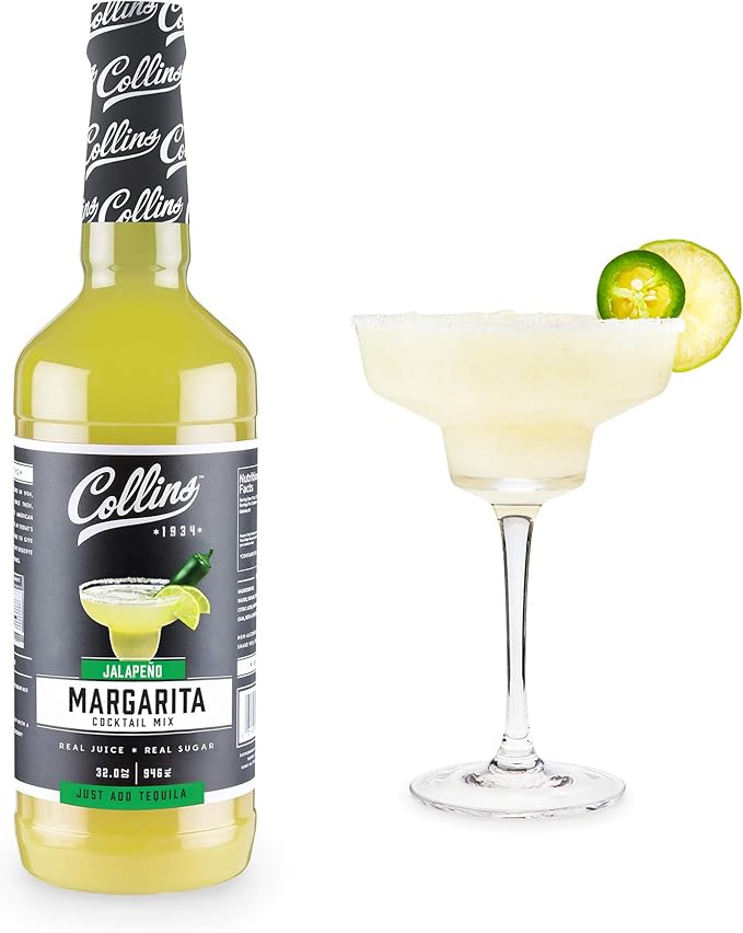 collins 墨西哥胡椒玛格丽塔混合,果泥和柠檬,柠檬和橙汁鸡尾酒食谱