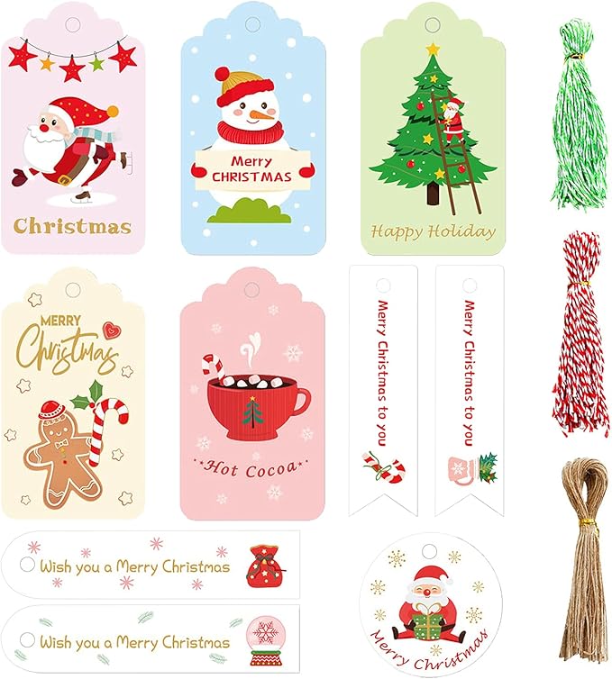 圣诞纸礼品标签带绳牛皮纸礼品包装标签圣诞标签礼物名称标签卡圣诞树