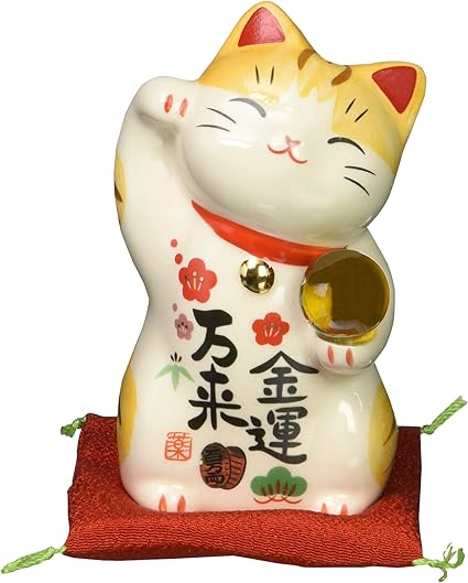 彩绘金运万来招财猫 握玉 Am Y7541 亚马逊中国 家居生活