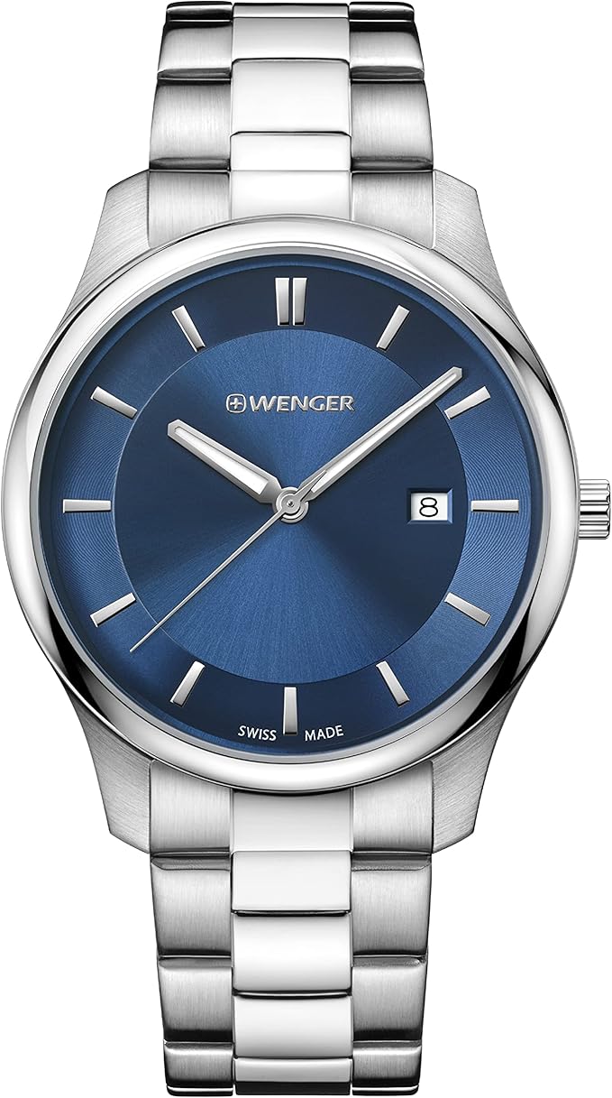 wenger 手表 city classic, 蓝色/43毫米 (ss手链), 手链类型