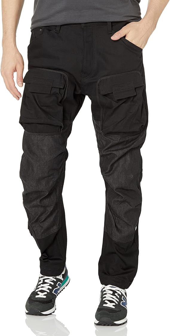 g-star raw 男式可持续黑色直筒锥形工装裤 3d pm