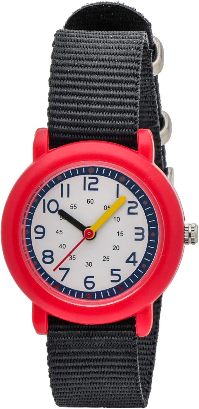 crefer 手表 指针式 学习手表 儿童用 防水 尼龙表带 白色 表盘 nb-ak