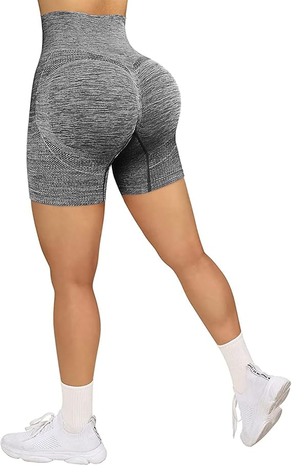 jenbou 高腰无缝健身房锻炼短裤弹力提臀骑行短裤女式