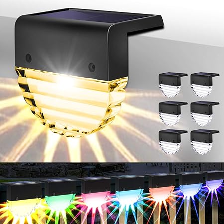 太阳能灯6 件装防水太阳能充电台灯无线led 户外太阳能灯带暖色换色照明适用于花园 栅栏 庭院 庭院 道路 墙壁 楼梯 Sunjoyco 价格报价图片 亚马逊中国