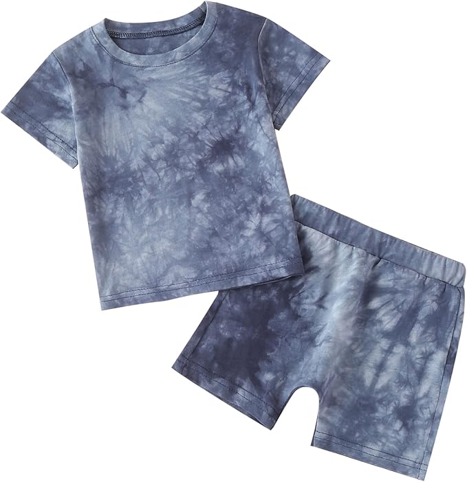 suranne 婴儿幼儿男孩服装扎染无袖上衣   短裤夏季套装 2 件套