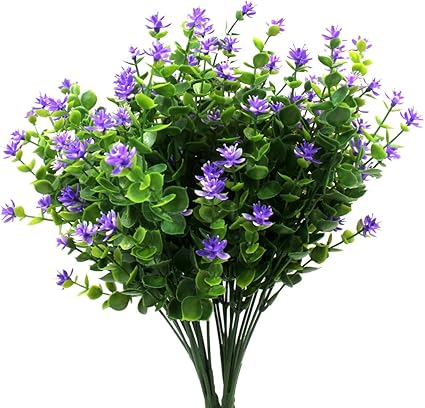 4psc 人造灌木植物桉叶带紫色花生生动腮红模拟绿色适用于室内室外装饰 婚礼 花园装饰 Gpark 价格报价图片