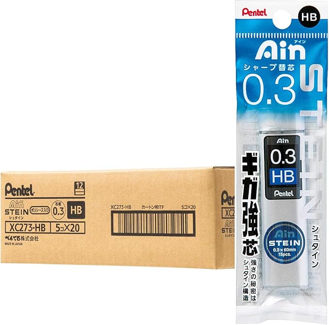 pentel 派通 自动铅笔芯 ain stein芯 xc273-hb 0.3mm hb 100个