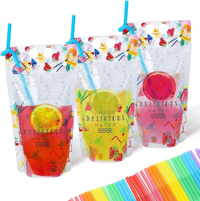 hareruyo 20 支饮料袋自密封磨砂果汁牛奶茶豆奶包装袋一次性便携式