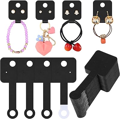 钥匙扣展示卡悬挂手链卡夹用于颈链耳环发带展示小型商务用品(黑色)