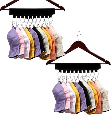 2 件装10 个帽子收纳架 棒球帽的帽子挂钩带不锈钢夹子 折叠帽架帽子收纳夹挂钩 用于整理您的帽子 衣服 袜子 黑色 Kuuans 价格报价图片