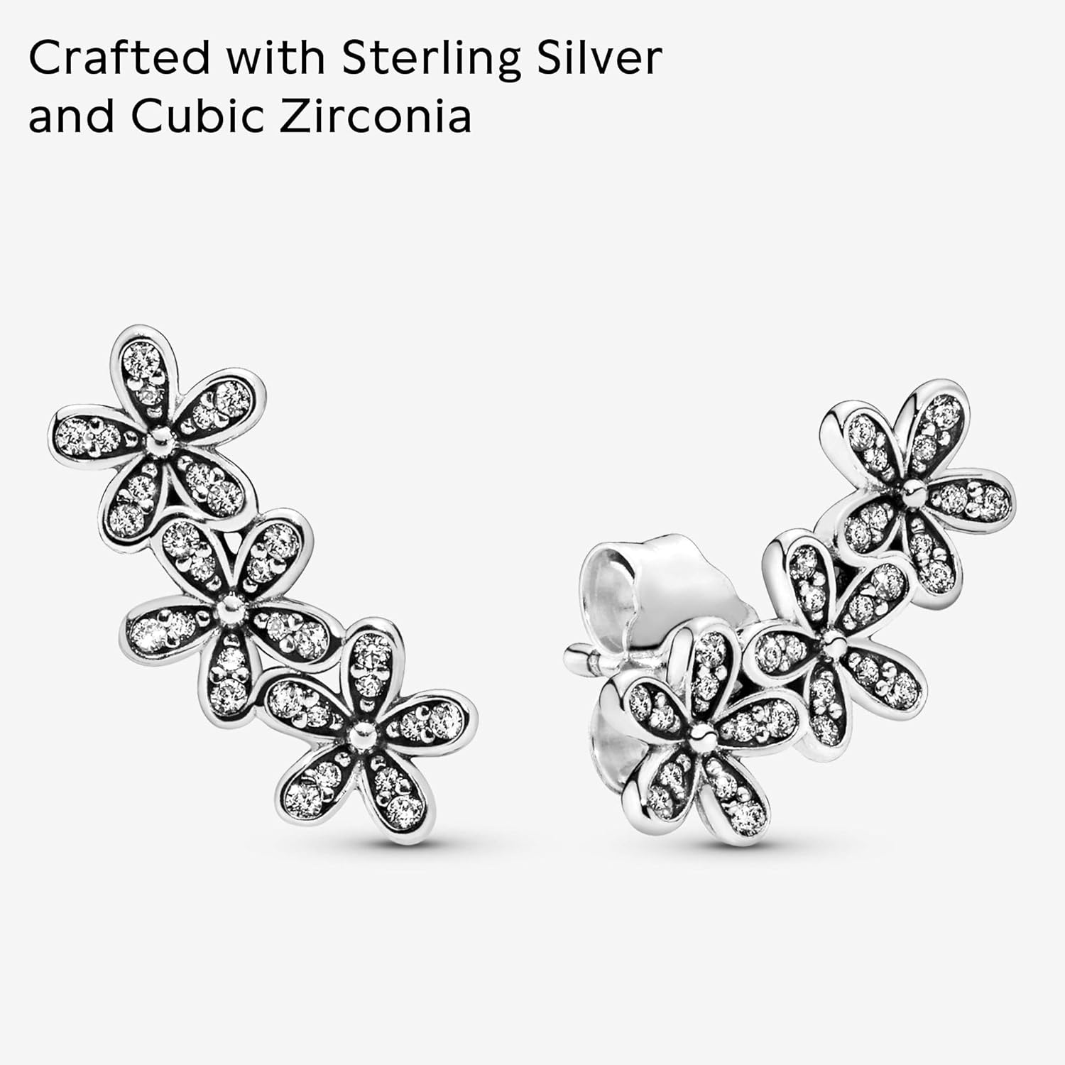 Pandora Dazzling Daisy Cluster 螺柱耳环 银色立方氧化锆 正规进口商品290744cz 亚马逊中国 珠宝首饰