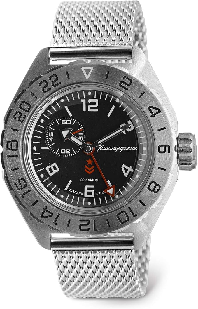 komandirskie k-65 gmt 24 小时表盘自动自动上弦俄罗斯军事潜水手表