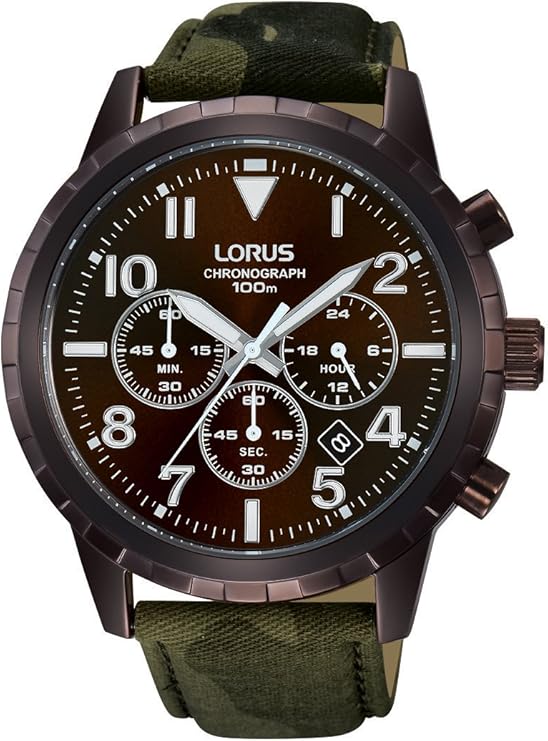lorus手表男式石英手表计时石英皮革rt339fx9