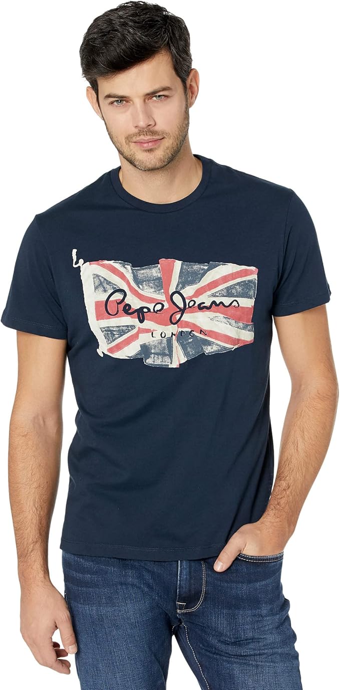 pepejeans男式国旗标志圆领短袖t恤