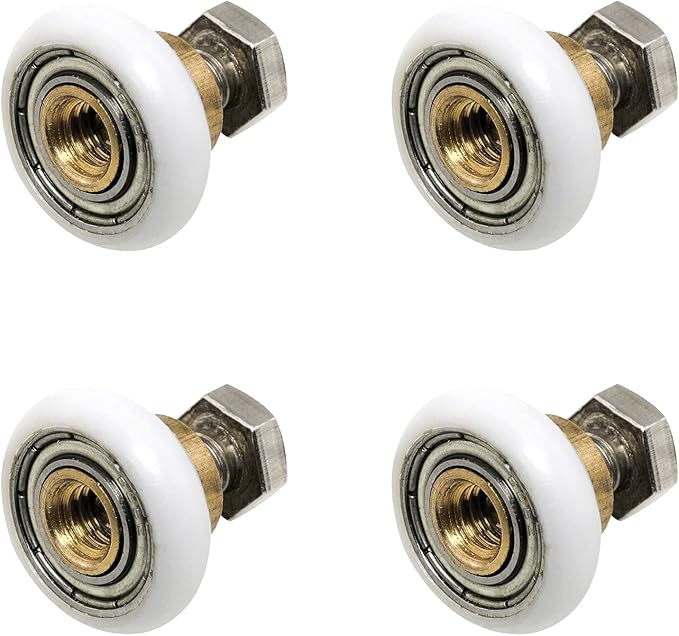 zzhxsm 4 件套淋浴门滚轮滑轮滑轮适用于浴室平底玻璃滑动门,白色 19