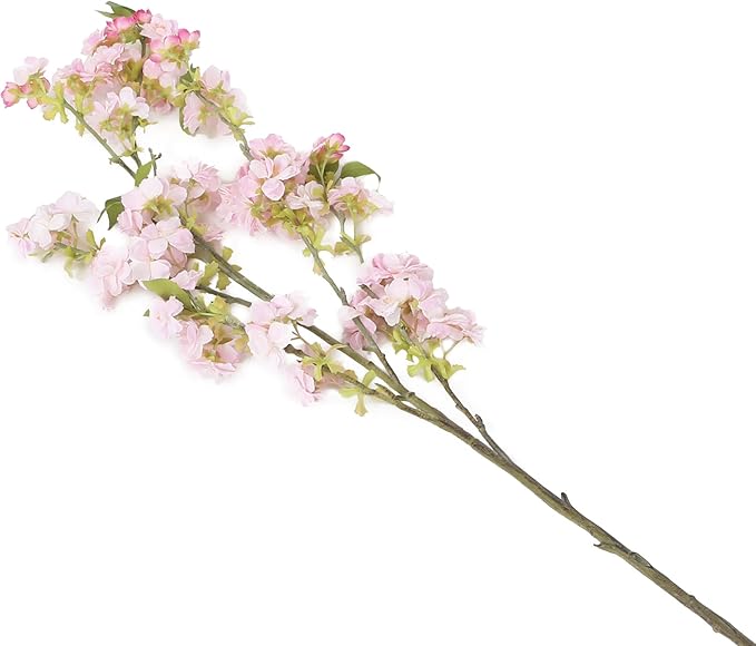 花卉优雅人造 129 厘米 单茎白色和粉色尖刺日本樱花 x 12