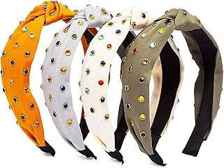 topknot 头带水钻,女式发饰(4 种颜色,4 件装)