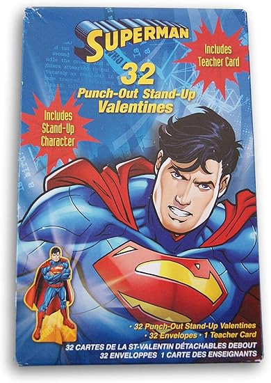 Superman 32 Punch Out Stand Up 情人节卡片 包括教师卡 办公用品 亚马逊中国